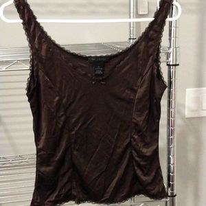 The limited brown silky lace trim cami like new
